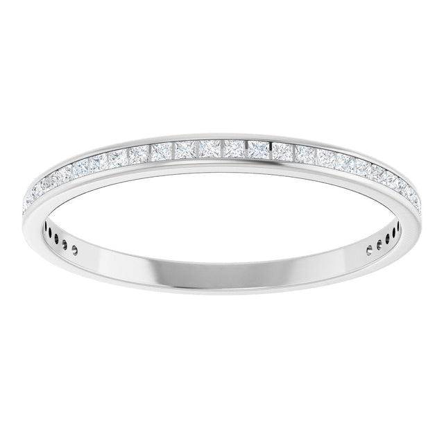 14K Gold Square Natural Diamond Channel-Set Anniversary Band – 1.5x1.5 mm Stones (3/4 CTW) - White Gold - view 3