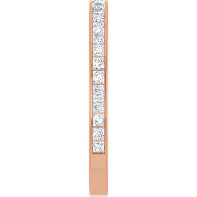 14K Gold Square Lab-Grown Diamond Channel-Set Anniversary Band – 2x2 mm Stones - Rose Gold - view 4