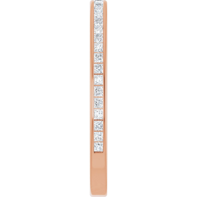14K Gold Square Natural Diamond Channel-Set Anniversary Band – 1.5x1.5 mm Stones (3/4 CTW) - Rose Gold - view 4