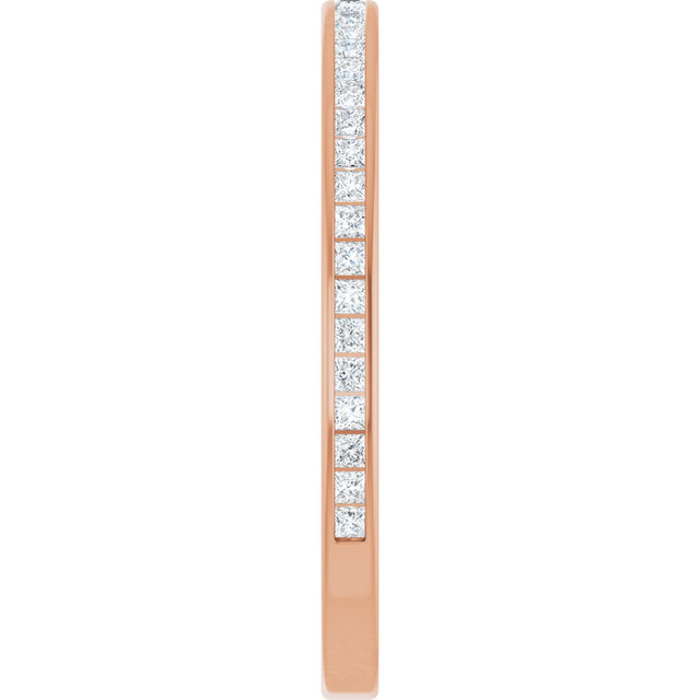 14K Gold Square Lab-Grown Diamond Channel-Set Anniversary Band – 1.5x1.5 mm Stones (3/4 CTW) - Rose Gold - view 4