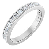 14K Gold Square Lab-Grown Diamond Channel-Set Anniversary Band – 2x2 mm Stones - White Gold