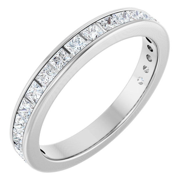 14K Gold Square Lab-Grown Diamond Channel-Set Anniversary Band – 2x2 mm Stones - White Gold