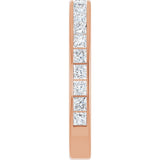 14K Gold Square Lab-Grown Diamond Channel-Set Anniversary Band – 2x2 mm Stones - Rose Gold - view 4