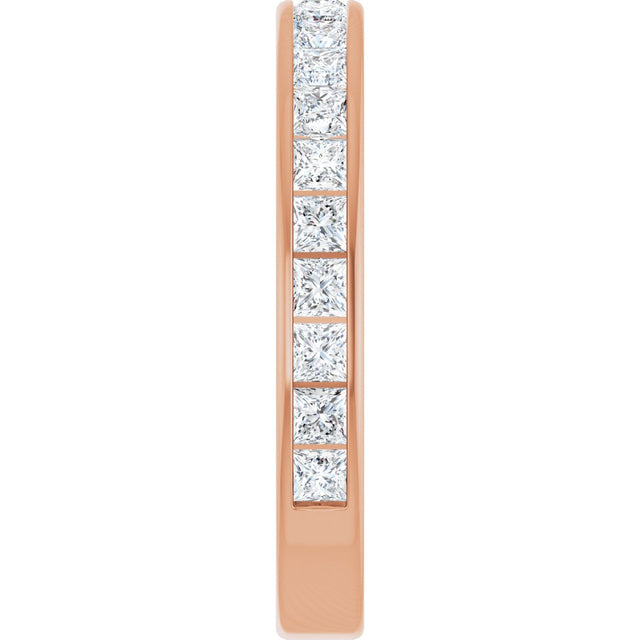 14K Gold Square Natural Diamond Channel-Set Anniversary Band – 2x2 mm Stones - Rose Gold - view 4