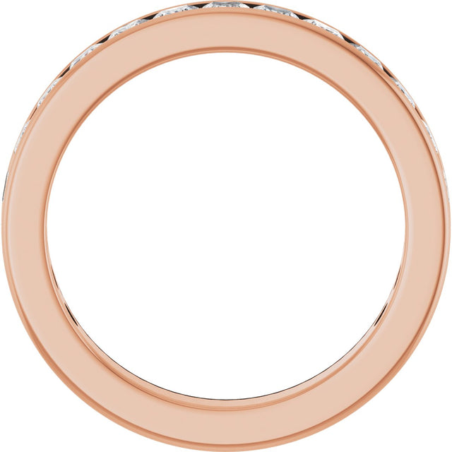 14K Gold Square Natural Diamond Channel-Set Anniversary Band – 2.5x2.5 mm Stones - Rose Gold - view 2