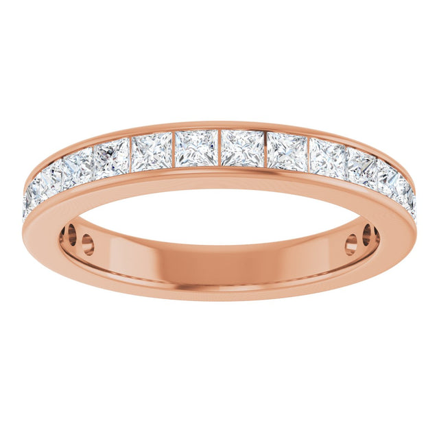 14K Gold Square Natural Diamond Channel-Set Anniversary Band – 2.5x2.5 mm Stones - Rose Gold - view 3