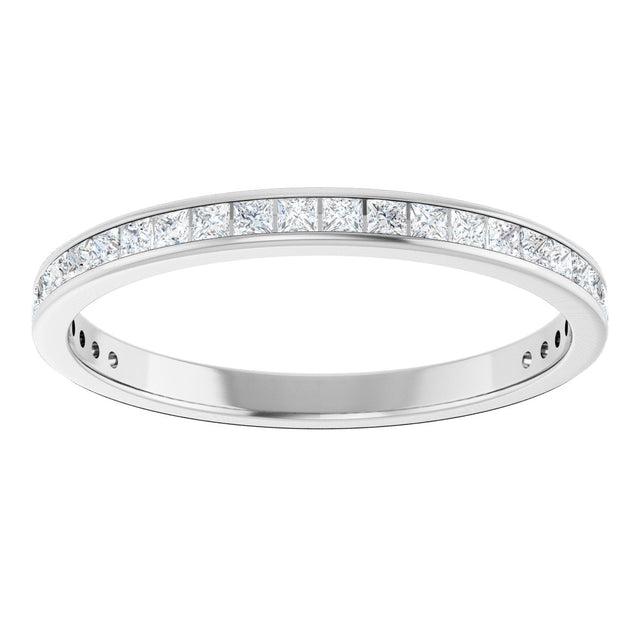 14K Gold Square Lab-Grown Diamond Channel-Set Anniversary Band – 2x2 mm Stones - White Gold - view 3