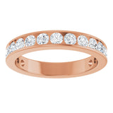 14K Gold Round Natural Diamond Channel-Set Anniversary Band – 3 mm Stones - Rose Gold - view 3