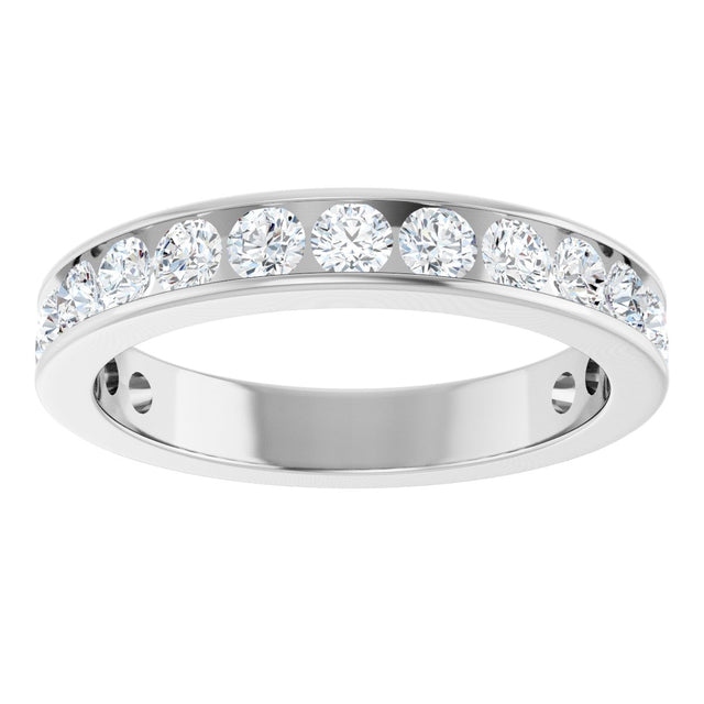 14K Gold Round Lab-Grown Diamond Channel-Set Anniversary Band – 3 mm Stones - White Gold - view 3