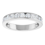 14K Gold Round Natural Diamond Channel-Set Anniversary Band – 3 mm Stones - White Gold - view 3