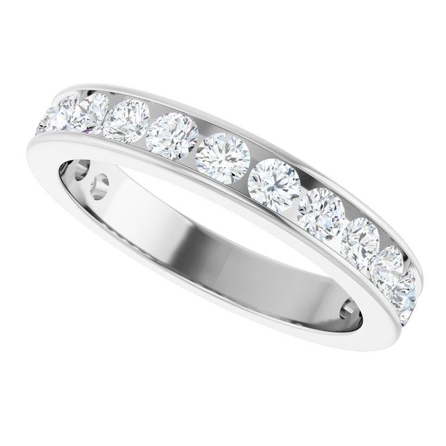 14K Gold Round Lab-Grown Diamond Channel-Set Anniversary Band – 3 mm Stones - White Gold - view 5