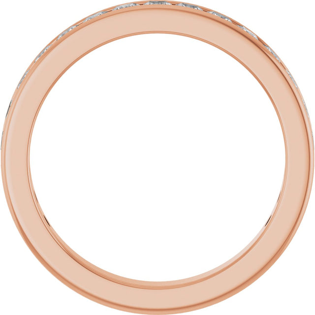 14K Gold Square Lab-Grown Diamond Channel-Set Anniversary Band – 2x2 mm Stones - Rose Gold - view 2