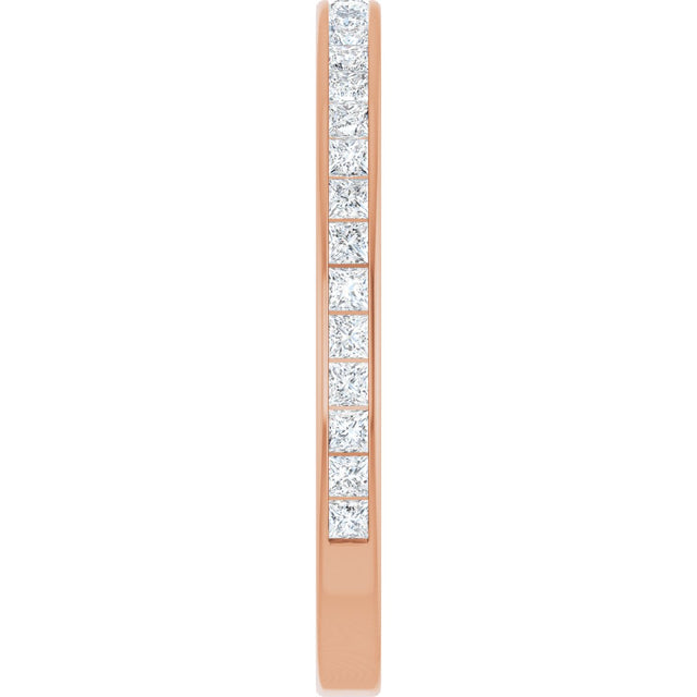 14K Gold Square Lab-Grown Diamond Channel-Set Anniversary Band – 2x2 mm Stones (1 3/8 CTW) - Rose Gold - view 4