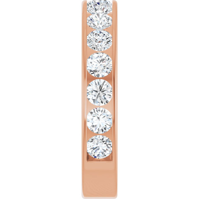 14K Gold Round Lab-Grown Diamond Channel-Set Anniversary Band – 3 mm Stones - Rose Gold - view 4