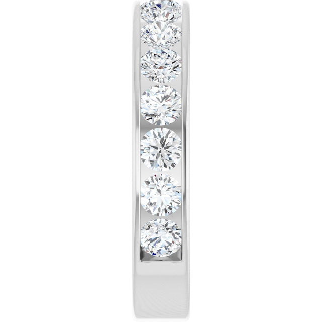 14K Gold Round Natural Diamond Channel-Set Anniversary Band – 3 mm Stones - White Gold - view 4