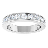 14K Gold Round Natural Diamond Channel-Set Anniversary Band – 3 mm Stones - White Gold - view 3