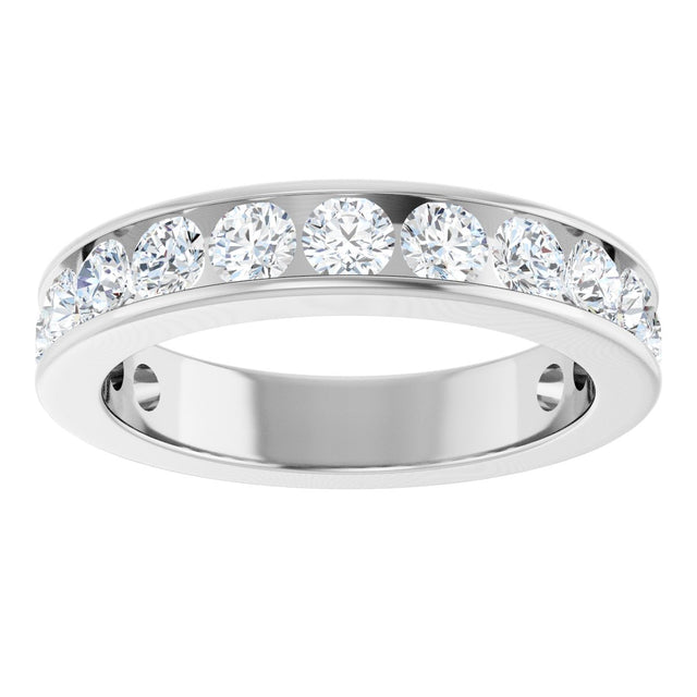 14K Gold Round Lab-Grown Diamond Channel-Set Anniversary Band – 3 mm Stones - White Gold - view 3