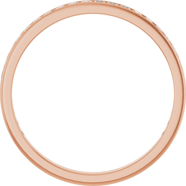 14K Gold Square Lab-Grown Diamond Channel-Set Anniversary Band – 2x2 mm Stones - Rose Gold - view 2