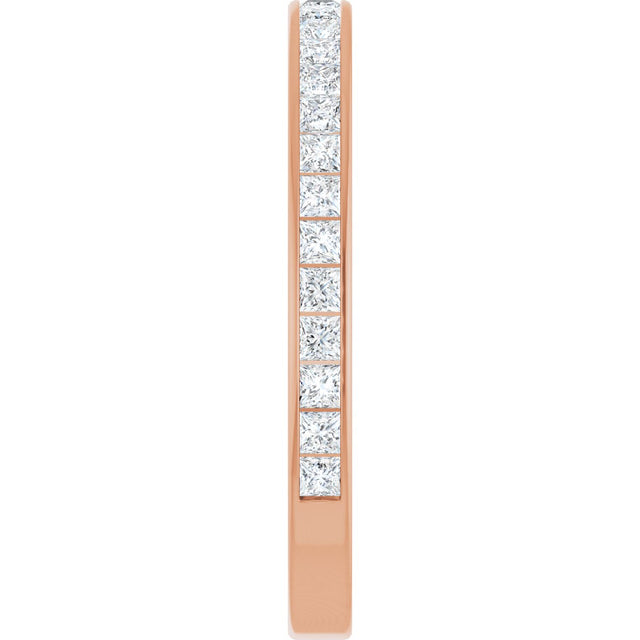 14K Gold Square Natural Diamond Channel-Set Anniversary Band – 2.25x2.25 mm Stones (2 CTW) - Rose Gold - view 4