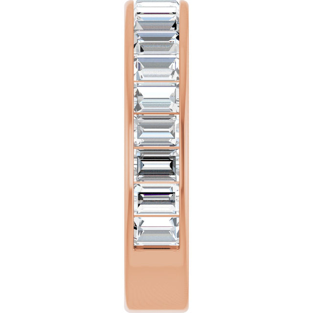 14K Gold Straight Baguette Natural Diamond Channel-Set Anniversary Band – 3x2 mm Stones - Rose Gold - view 4