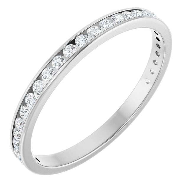 14K Gold Round Lab-Grown Diamond Channel-Set Anniversary Band – 2 mm Stones - White Gold
