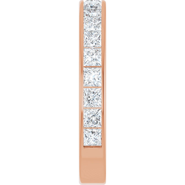 14K Gold Square Lab-Grown Diamond Channel-Set Anniversary Band – 2.5x2.5 mm Stones - Rose Gold - view 4