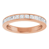 14K Gold Square Natural Diamond Channel-Set Anniversary Band – 2.5x2.5 mm Stones - Rose Gold - view 3