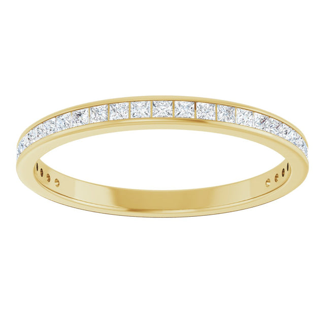 14K Gold Square Lab-Grown Diamond Channel-Set Anniversary Band – 2x2 mm Stones (1 3/8 CTW) - Yellow Gold - view 3
