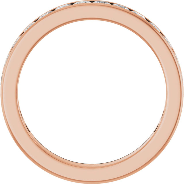 14K Gold Square Lab-Grown Diamond Channel-Set Anniversary Band – 2.5x2.5 mm Stones - Rose Gold - view 2