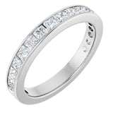 14K Gold Square Lab-Grown Diamond Channel-Set Anniversary Band – 2.5x2.5 mm Stones - White Gold