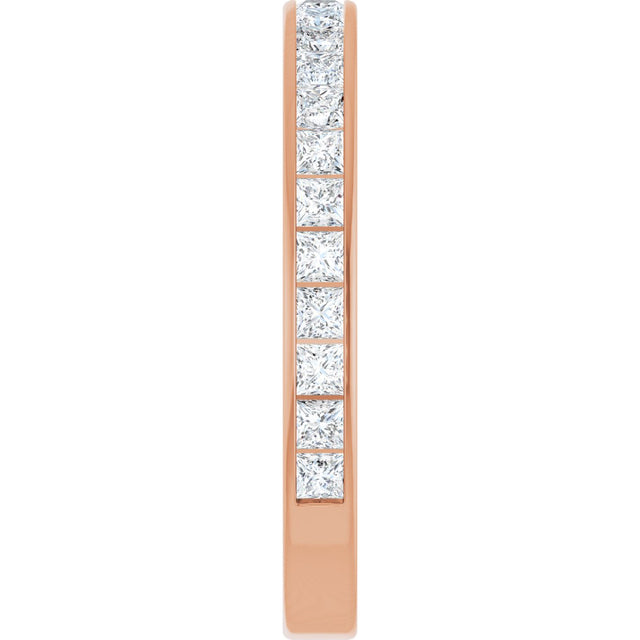 14K Gold Square Natural Diamond Channel-Set Anniversary Band – 2.25x2.25 mm Stones - Rose Gold - view 4