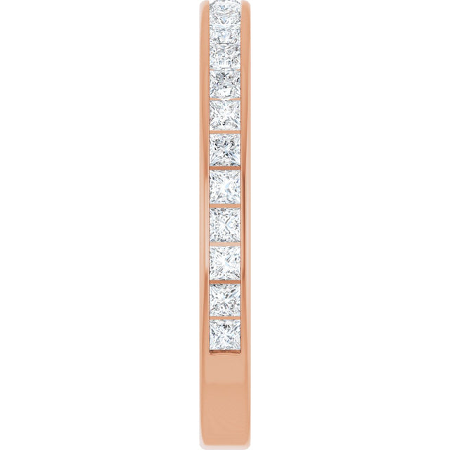 14K Gold Square Lab-Grown Diamond Channel-Set Anniversary Band – 2x2 mm Stones - Rose Gold - view 4
