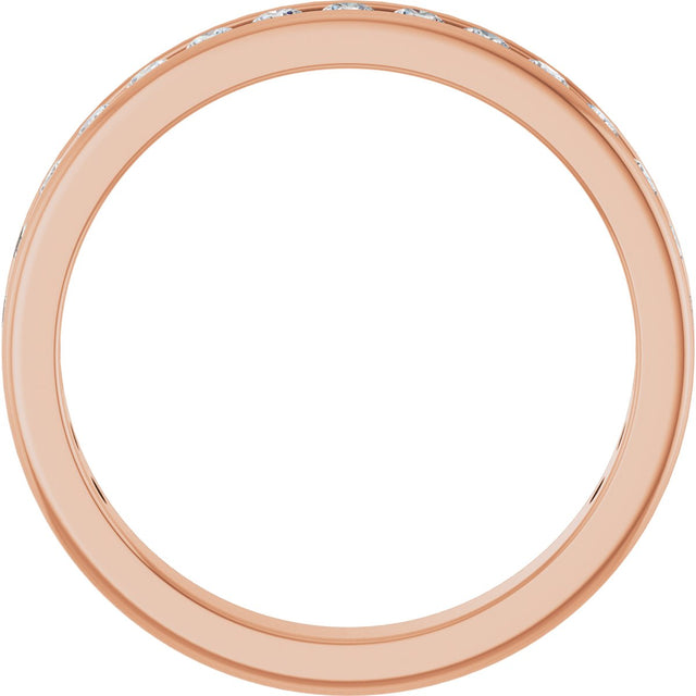 14K Gold Round Natural Diamond Channel-Set Anniversary Band – 2 mm Stones - Rose Gold - view 2