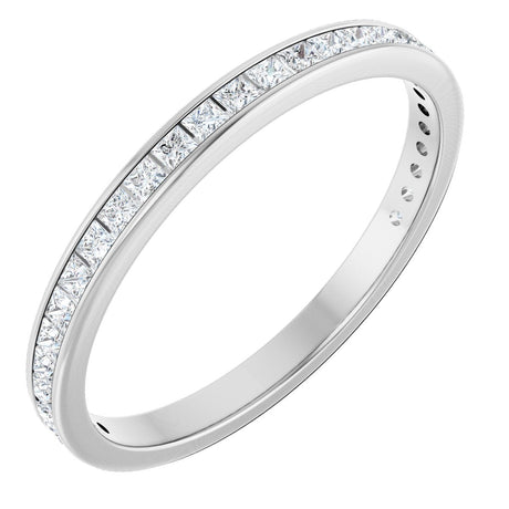 14K Gold Square Lab-Grown Diamond Channel-Set Anniversary Band – 2x2 mm Stones - White Gold