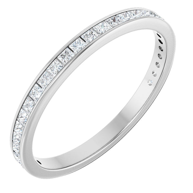 14K Gold Square Lab-Grown Diamond Channel-Set Anniversary Band – 2x2 mm Stones - White Gold
