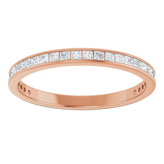 14K Gold Square Lab-Grown Diamond Channel-Set Anniversary Band – 2x2 mm Stones - Rose Gold - view 3