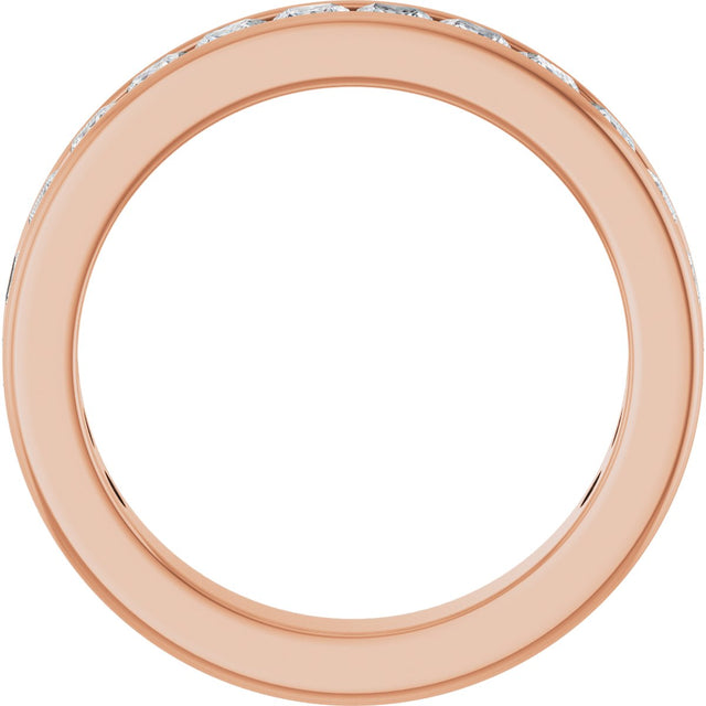 14K Gold Square Natural Diamond Channel-Set Anniversary Band – 2.25x2.25 mm Stones - Rose Gold - view 2