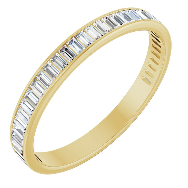 14K Gold Straight Baguette Natural Diamond Channel-Set Anniversary Band – 3x1.5 mm Stones (1 3/8–1 1/2 CTW) - Yellow Gold