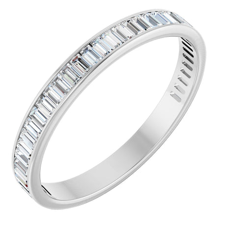 14K Gold Straight Baguette Lab-Grown Diamond Channel-Set Anniversary Band – 3x1.5 mm Stones (1 3/8–1 1/2 CTW) - White Gold