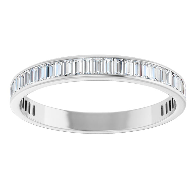 14K Gold Straight Baguette Natural Diamond Channel-Set Anniversary Band – 3x1.5 mm Stones (1 3/8–1 1/2 CTW) - White Gold - view 3