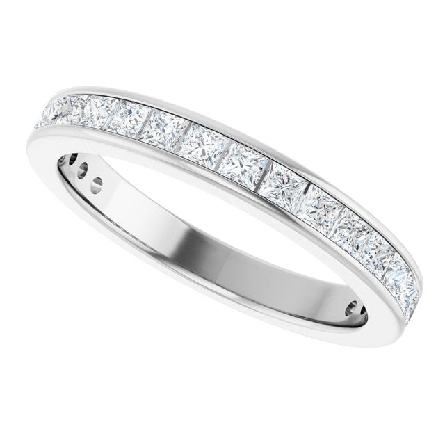 14K Gold Square Lab-Grown Diamond Channel-Set Anniversary Band – 2x2 mm Stones - White Gold - view 5