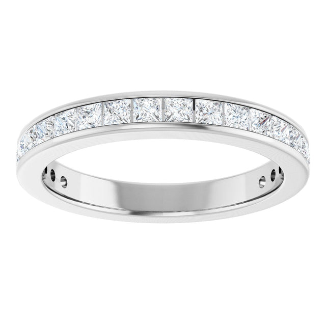 14K Gold Square Lab-Grown Diamond Channel-Set Anniversary Band – 2x2 mm Stones - White Gold - view 3