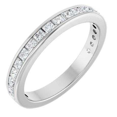 14K Gold Square Lab-Grown Diamond Channel-Set Anniversary Band – 1.5x1.5 mm Stones - White Gold