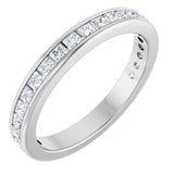 14K Gold Square Natural Diamond Channel-Set Anniversary Band – 1.5x1.5 mm Stones - White Gold