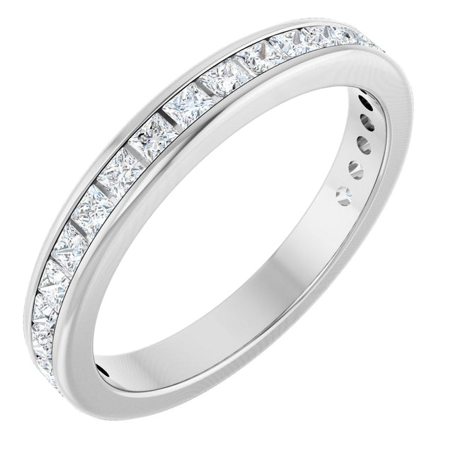 14K Gold Square Natural Diamond Channel-Set Anniversary Band – 1.5x1.5 mm Stones - White Gold