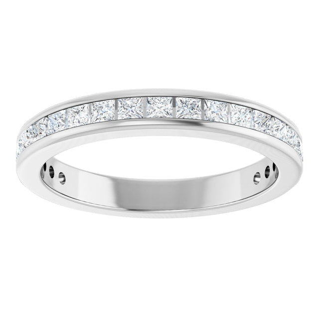 14K Gold Square Lab-Grown Diamond Channel-Set Anniversary Band – 1.5x1.5 mm Stones - White Gold - view 3