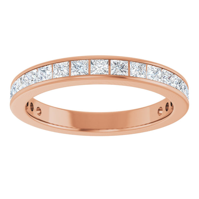 14K Gold Square Lab-Grown Diamond Channel-Set Anniversary Band – 2.25x2.25 mm Stones - Rose Gold - view 3