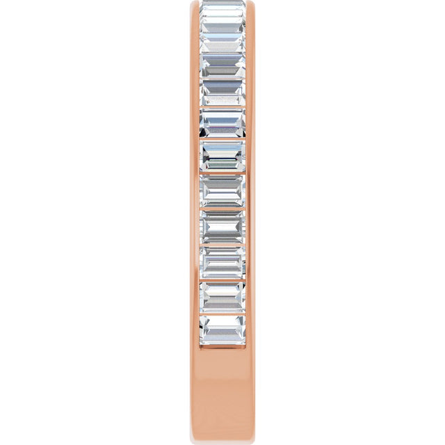 14K Gold Straight Baguette Lab-Grown Diamond Channel-Set Anniversary Band – 3x2 mm Stones - Rose Gold - view 4