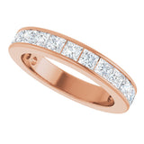 14K Gold Square Natural Diamond Channel-Set Anniversary Band – 2.5x2.5 mm Stones - Rose Gold - view 5
