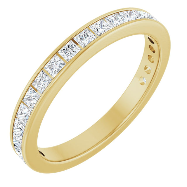 14K Gold Square Lab-Grown Diamond Channel-Set Anniversary Band – 2.25x2.25 mm Stones - Yellow Gold
